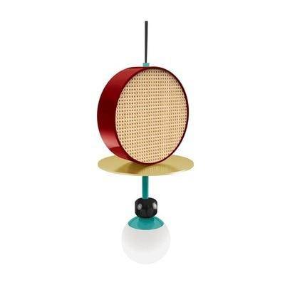 Suspension design à LED avec abat-jour disque en métal coloré - vue 9 sur 15