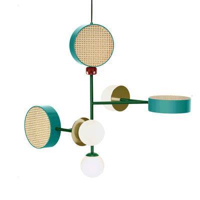 pendant light LED design with lampshade colored metal disc