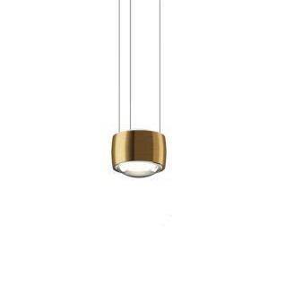 Lámpara de suspensión design con LED redondeado en metal dorado Loft