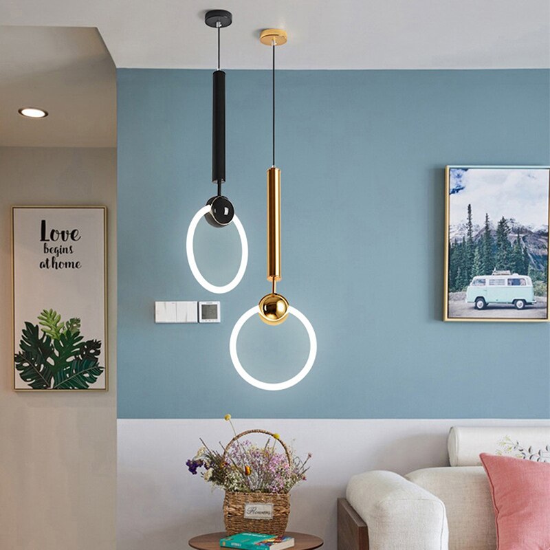 Lámpara de suspensión moderno LED minimalista y dorado Melania