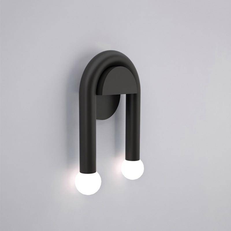Lámpara de pared design LED negro con dos bolas de cristal Shadow