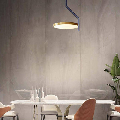 Suspension design LED avec cercle doré et finitions Creative - vue 5 sur 11