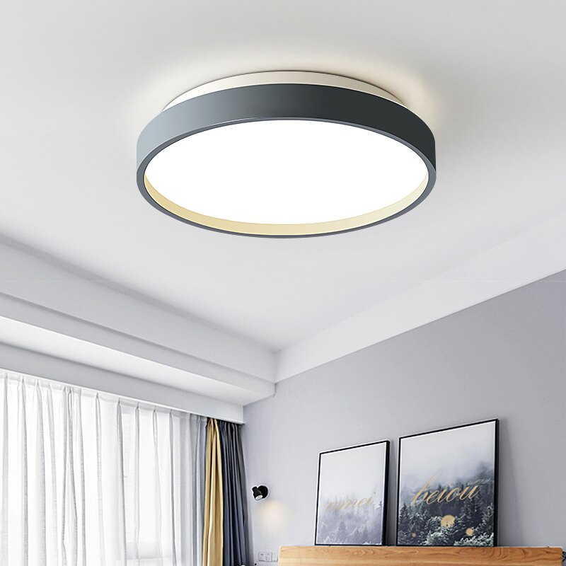 Plafonnier moderne LED métallique circulaire et fin Glenn
