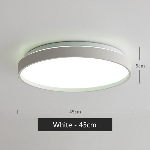 Plafonnier moderne LED métallique circulaire et fin Glenn