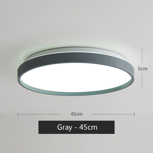 Plafonnier moderne LED métallique circulaire et fin Glenn