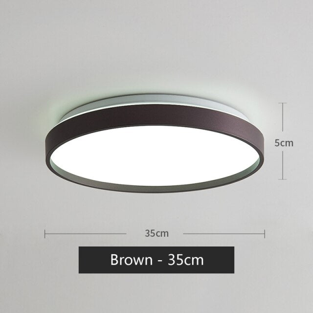 Plafonnier moderne LED métallique circulaire et fin Glenn