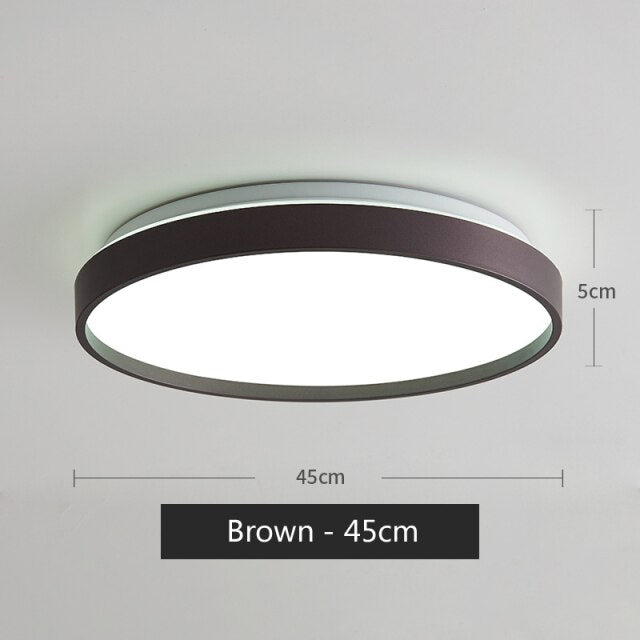 Plafonnier moderne LED métallique circulaire et fin Glenn