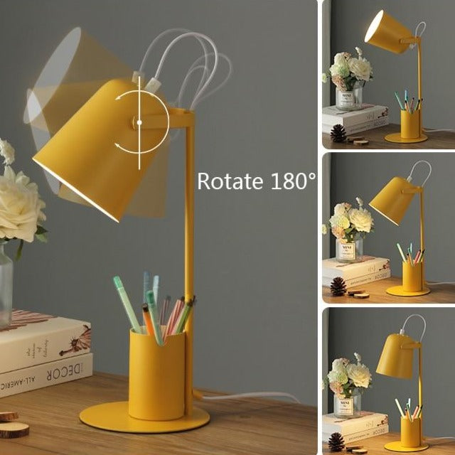 LED table lamp with built-in coloured pen holder Ninal