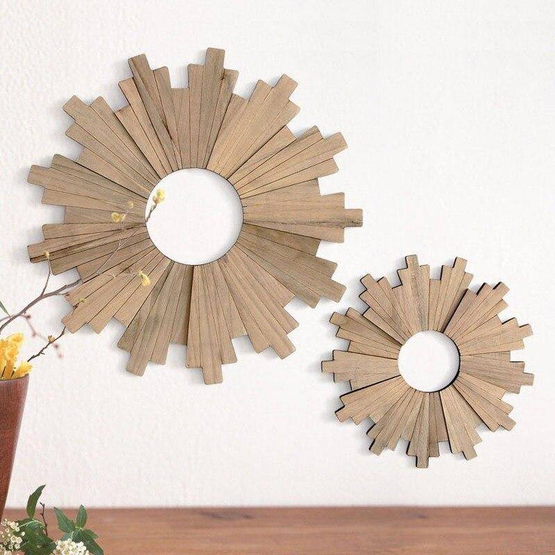 Large wooden design mirror Sun style