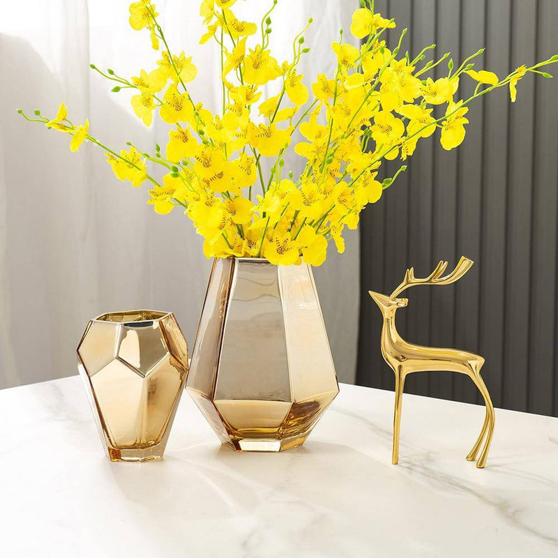 Vase design doré aux formes géométriques Luxury