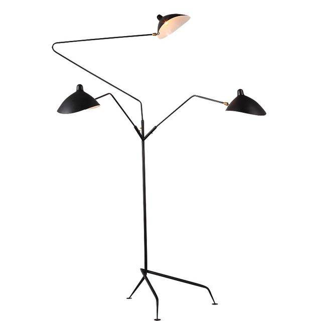 Floor lamp industrial design with several lamp arms