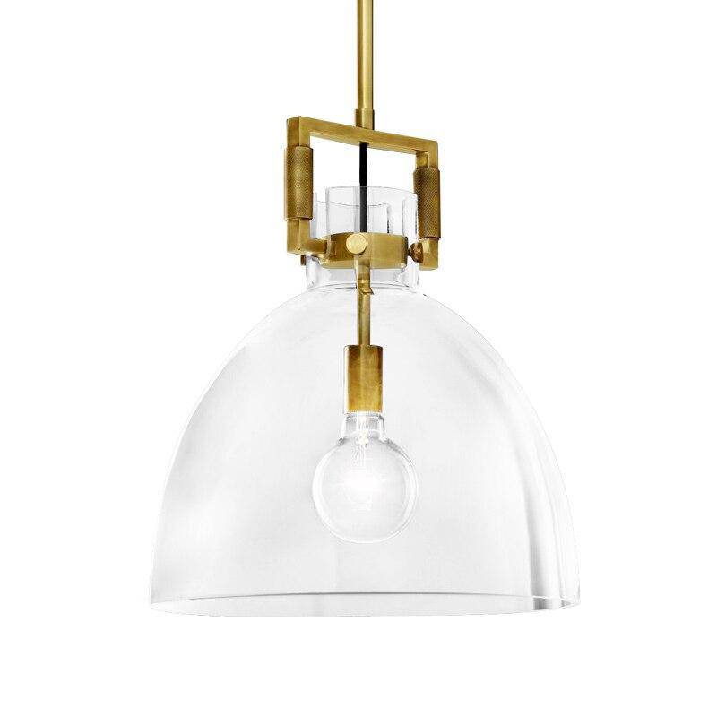 Lámpara de suspensión design LED con pantalla de cristal y metal dorado Luz