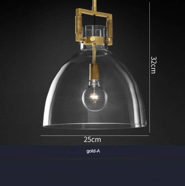 Suspension design à LED avec abat-jour verre et métal doré Light