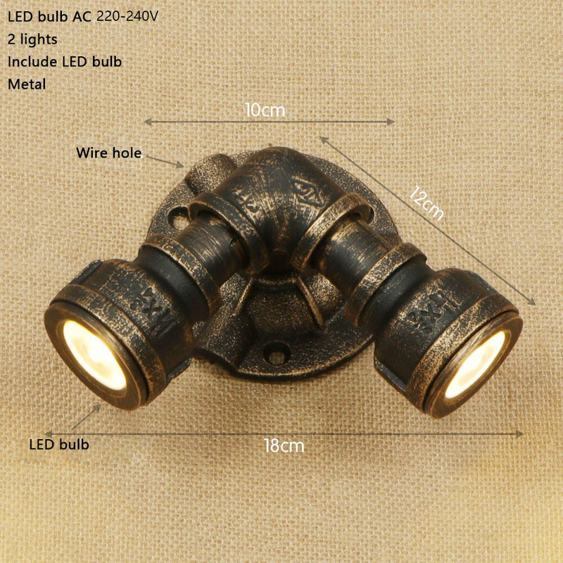 Applique murale retro LED style tuyau métallique Tino