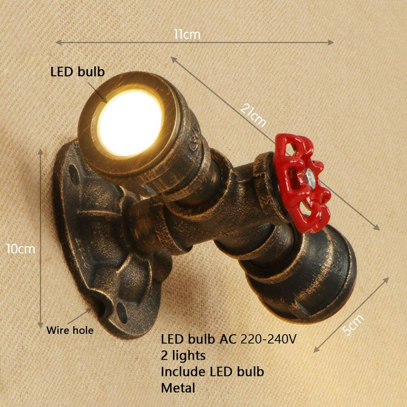 Applique murale retro LED style tuyau métallique Tino