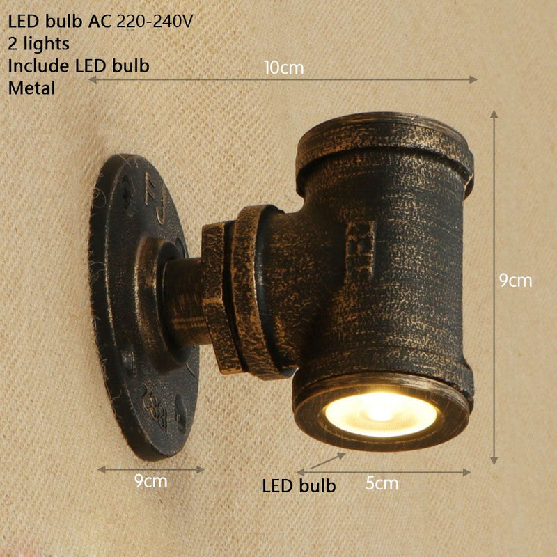 Applique murale retro LED style tuyau métallique Tino