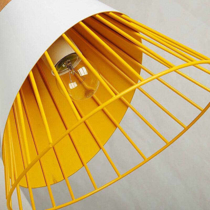 Suspension conique en bois et cage colorée en aluminium - vue 6 sur 5