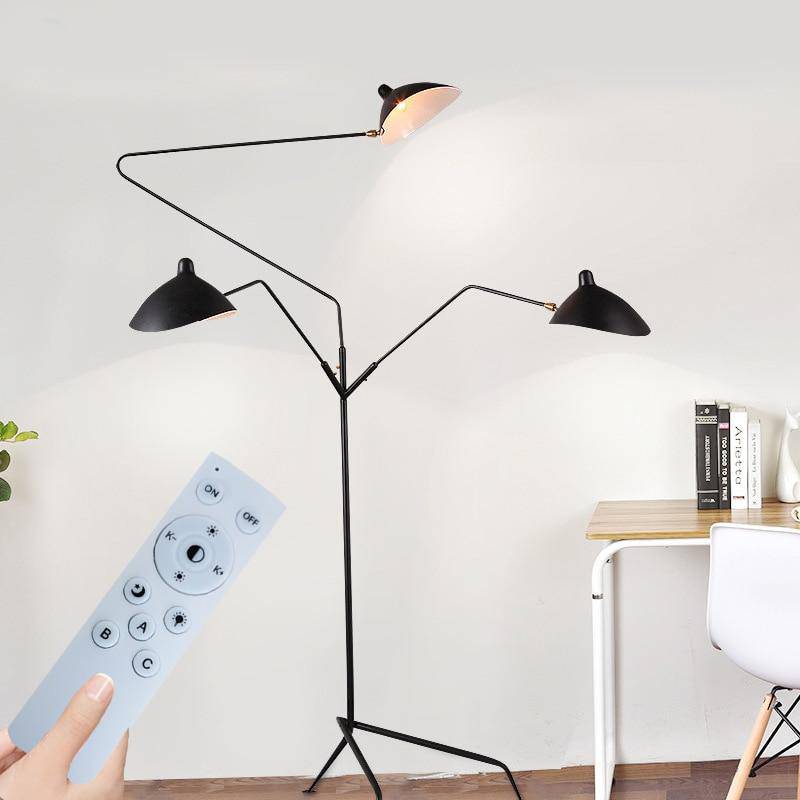 Floor lamp industrial design with several lamp arms