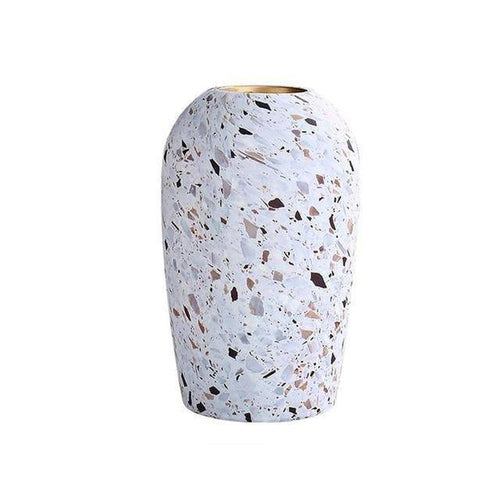 Vase design en céramique style Terrazzo blanc - vue 9 sur 8