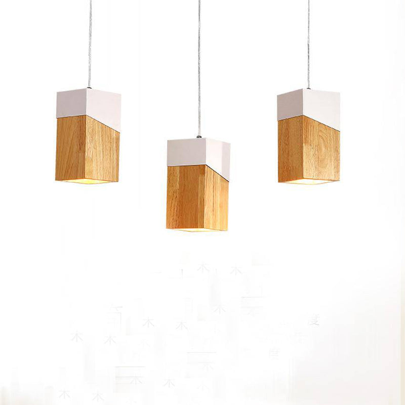 Lámpara de suspensión LED moderno en cubo de madera design