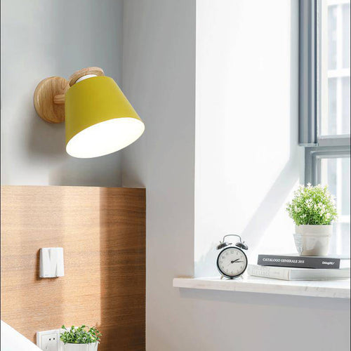 wall lamp LED design in wood and metal with adjustable colour