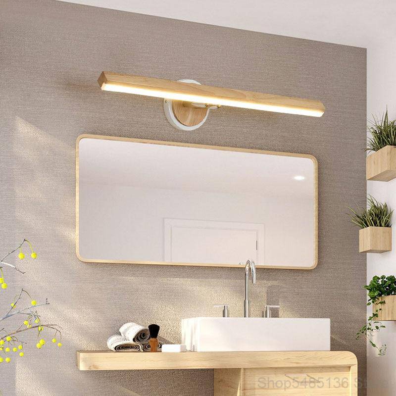 Applique LED à miroir en bois Botimi