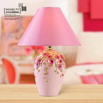 Lampe de chevet moderne à fleurs et abat-jour en tissu (plusieurs couleurs)