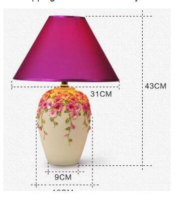 Lampe de chevet moderne à fleurs et abat-jour en tissu (plusieurs couleurs) - vue 7 sur 7