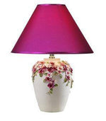 Lampe de chevet moderne à fleurs et abat-jour en tissu (plusieurs couleurs)