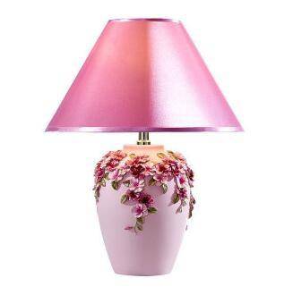 Lampe de chevet moderne à fleurs et abat-jour en tissu (plusieurs couleurs) - vue 3 sur 7