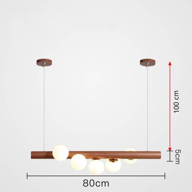 Lustre en bois LED avec plusieurs sphères au style scandinave