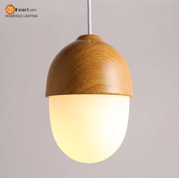 pendant light modern LED with lampshade rounded wooden Marla style