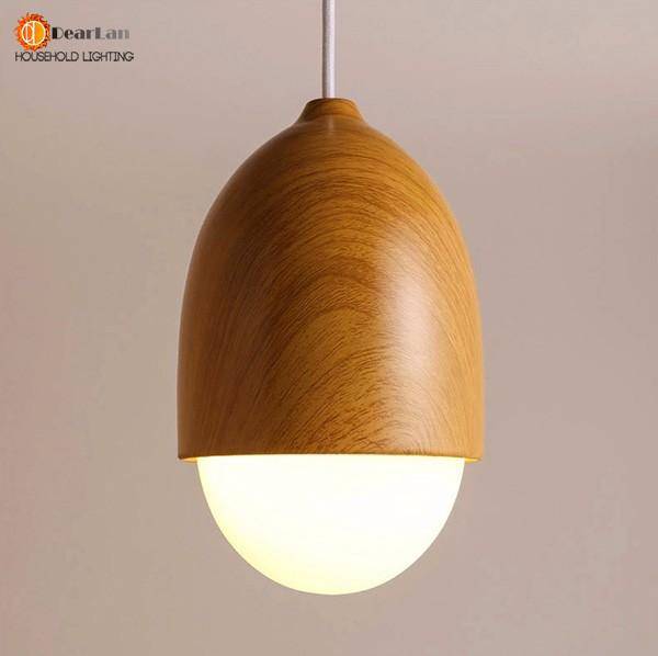Suspension moderne LED avec abat-jour arrondi en bois style Marla