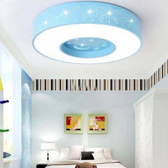 Plafonnier enfant LED rond avec étoiles et lune
