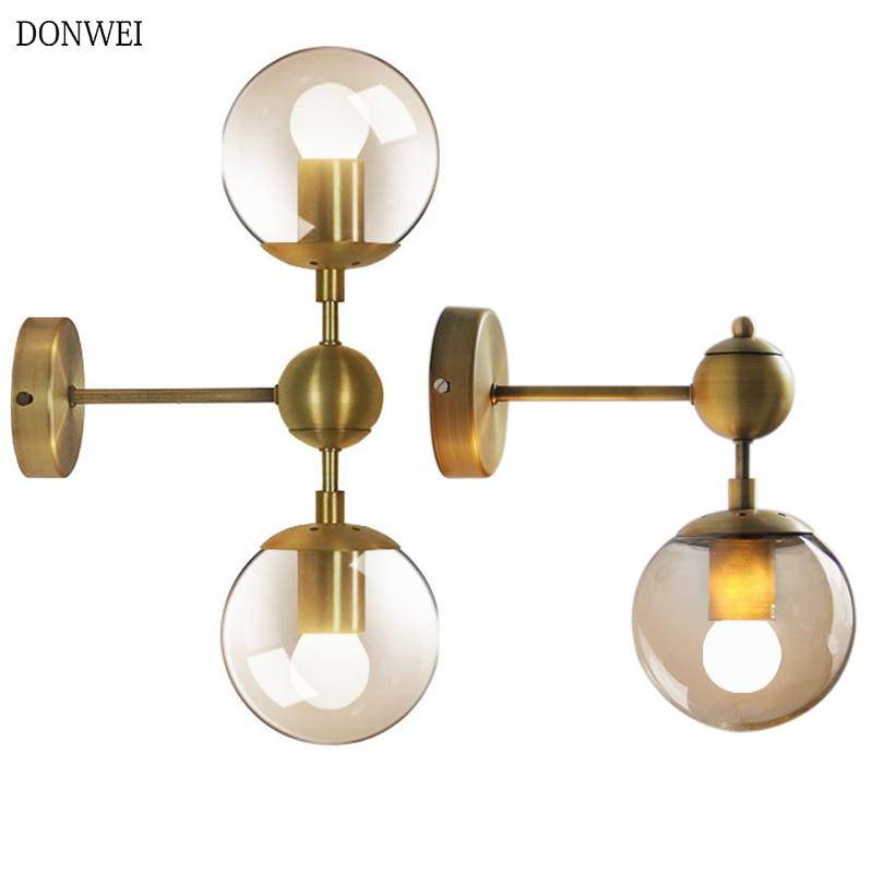 wall lamp Retro golden glass ball wall mount Style