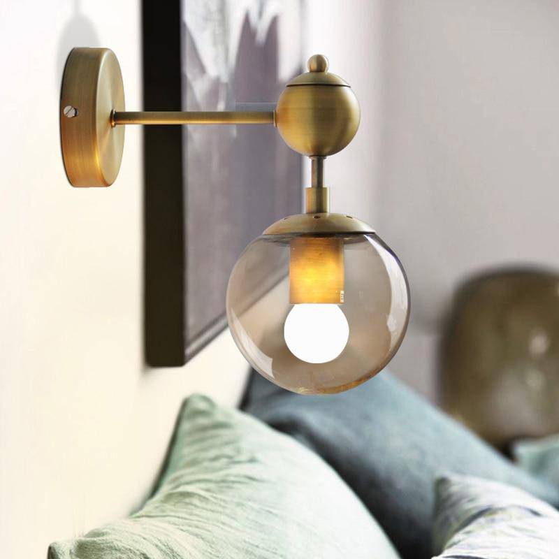 wall lamp Retro golden glass ball wall mount Style