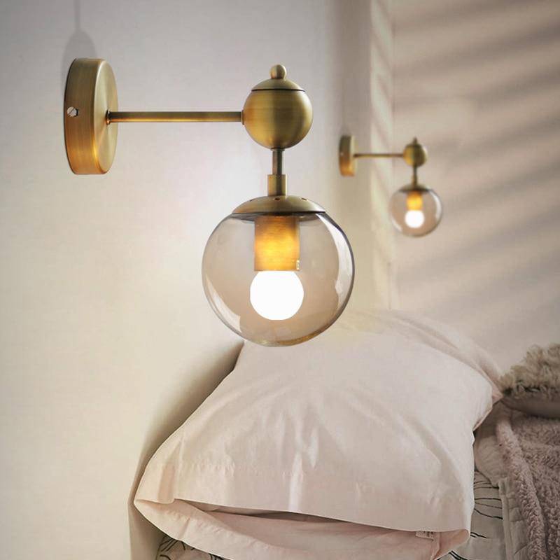 wall lamp Retro golden glass ball wall mount Style