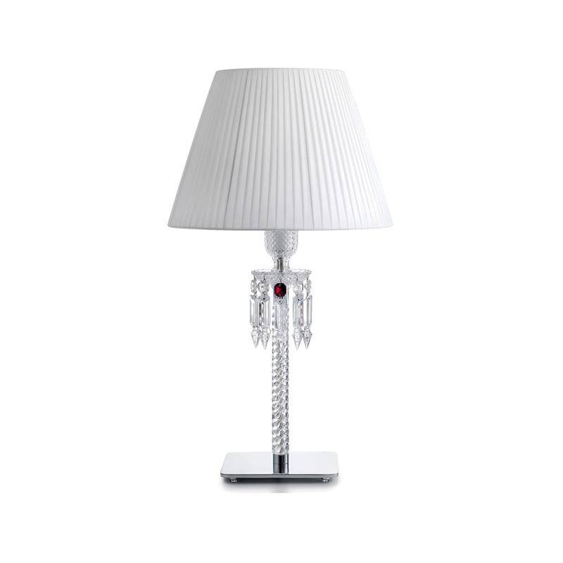 Retro LED bedside lamp with lampshade white and Diamond crystal glass