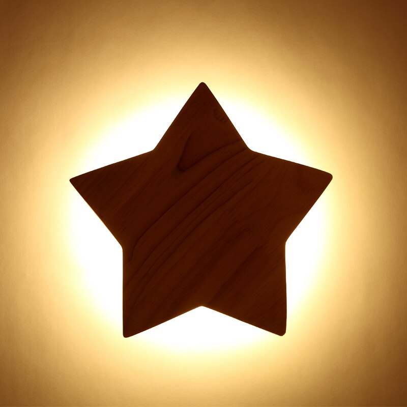wall lamp Wooden star-shaped children's wall hanging Stary