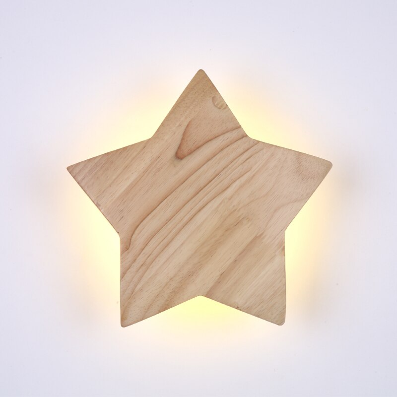 wall lamp Wooden star-shaped children's wall hanging Stary