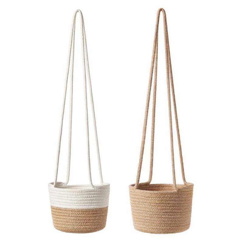 Cache-pots suspendu en osier style scandinave - vue 5 sur 7