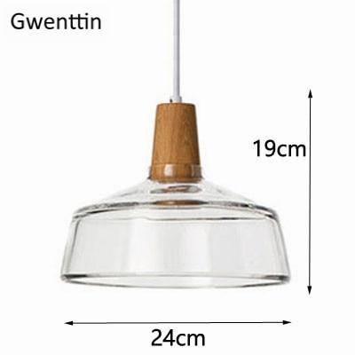 pendant light Wooden LED design with lampshade Nordic glass rounding