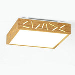 Plafonnier en bois à LED Japanese Style en carré perforé