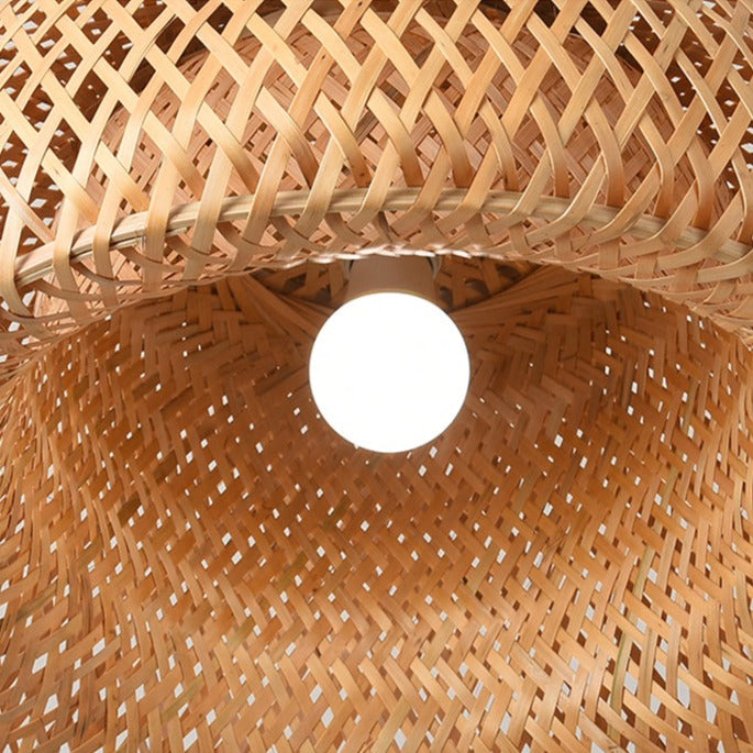 Plafonnier moderne ronde en bambou naturel Solferino