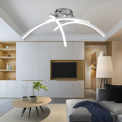 Plafonnier design LED avec 3 barres courbées en métal Teylor