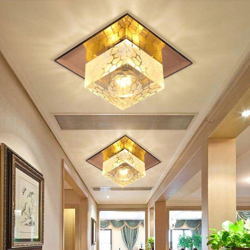 Cubic crystal LED ceiling light with chrome base