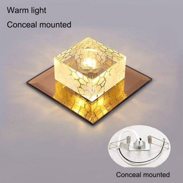 Plafonnier LED en cristal cubique et base chromée