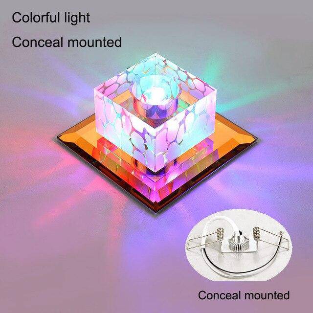 Plafonnier LED en cristal cubique et base chromée