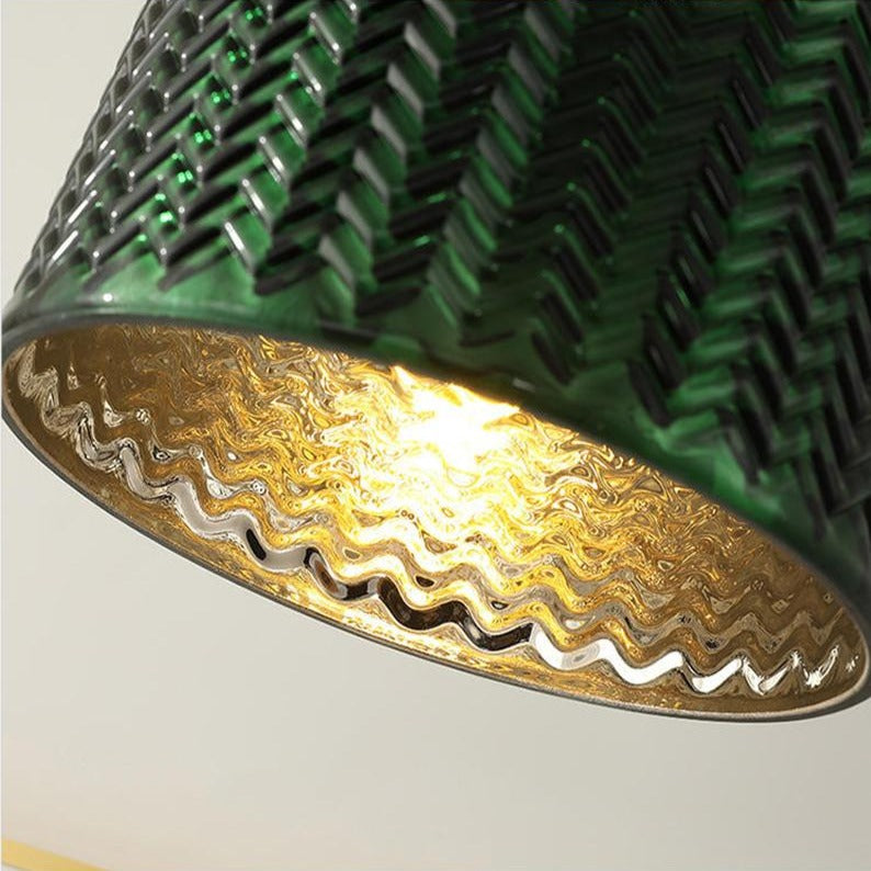 Lámpara de suspensión Dena verde y dorada bifold LED