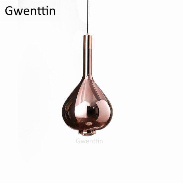pendant light water drop style colored glass LED design